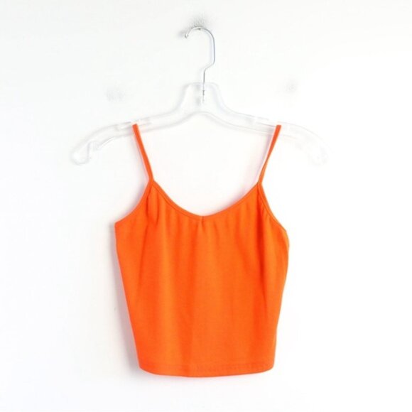 NWOT Shein Ribbed Crop Tank top camisole new orange S cotton Small summer bright - Picture 2 of 4